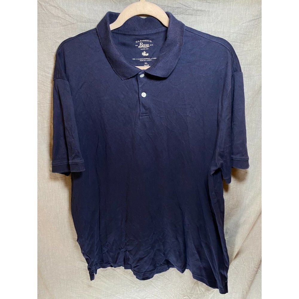 G.H. Bass & Co. Polo Shirt Adult Large Blue Button Golf Pullover Mens.